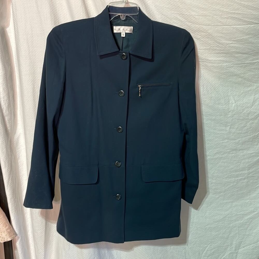 Grace Elements 6 💯 wool deep teal longer blazer euc fully lined euc pockets